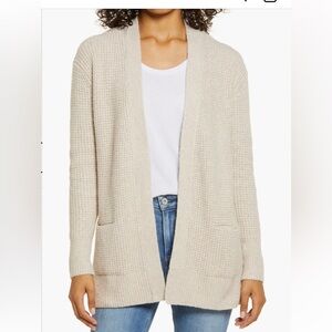 Caslon Oatmeal Waffle Cardigan size large